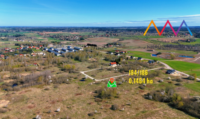 Działka 1464 m²,MPZP, Różnowo – 10 min od Olsztyna